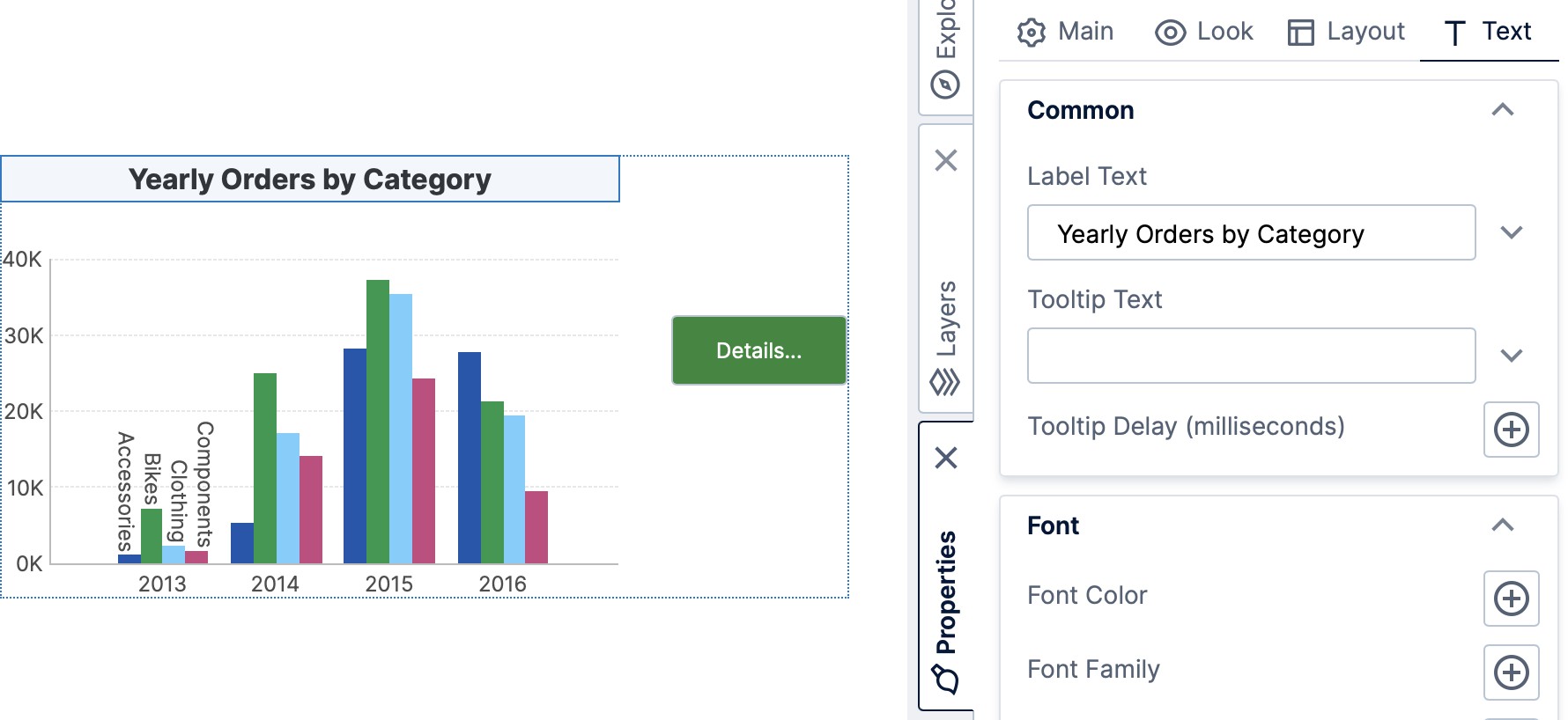 Group title selected and shown in Properties 