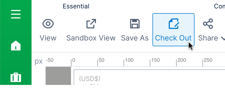 Check out from the toolbar
