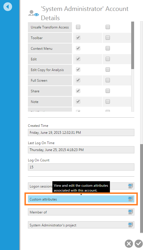 Click Custom attributes
