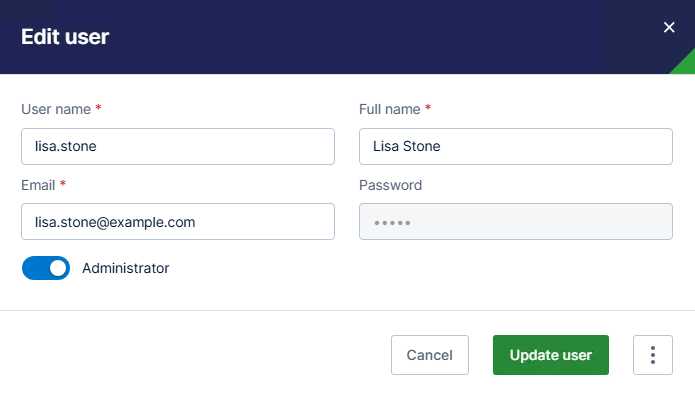 make changes to a user here, or select the more menu to make advanced changes