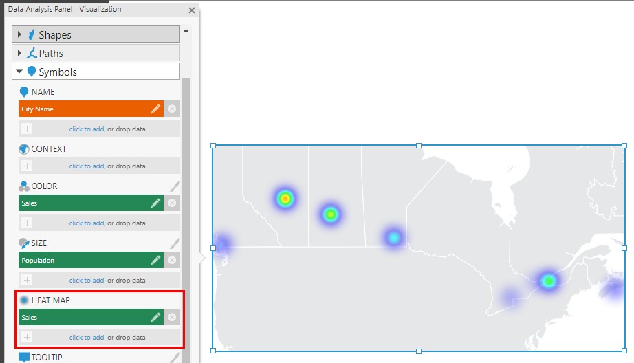 Heat maps replace the existing symbols