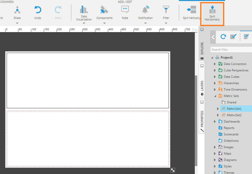 Split the bottom cell horizontally into left and right parts