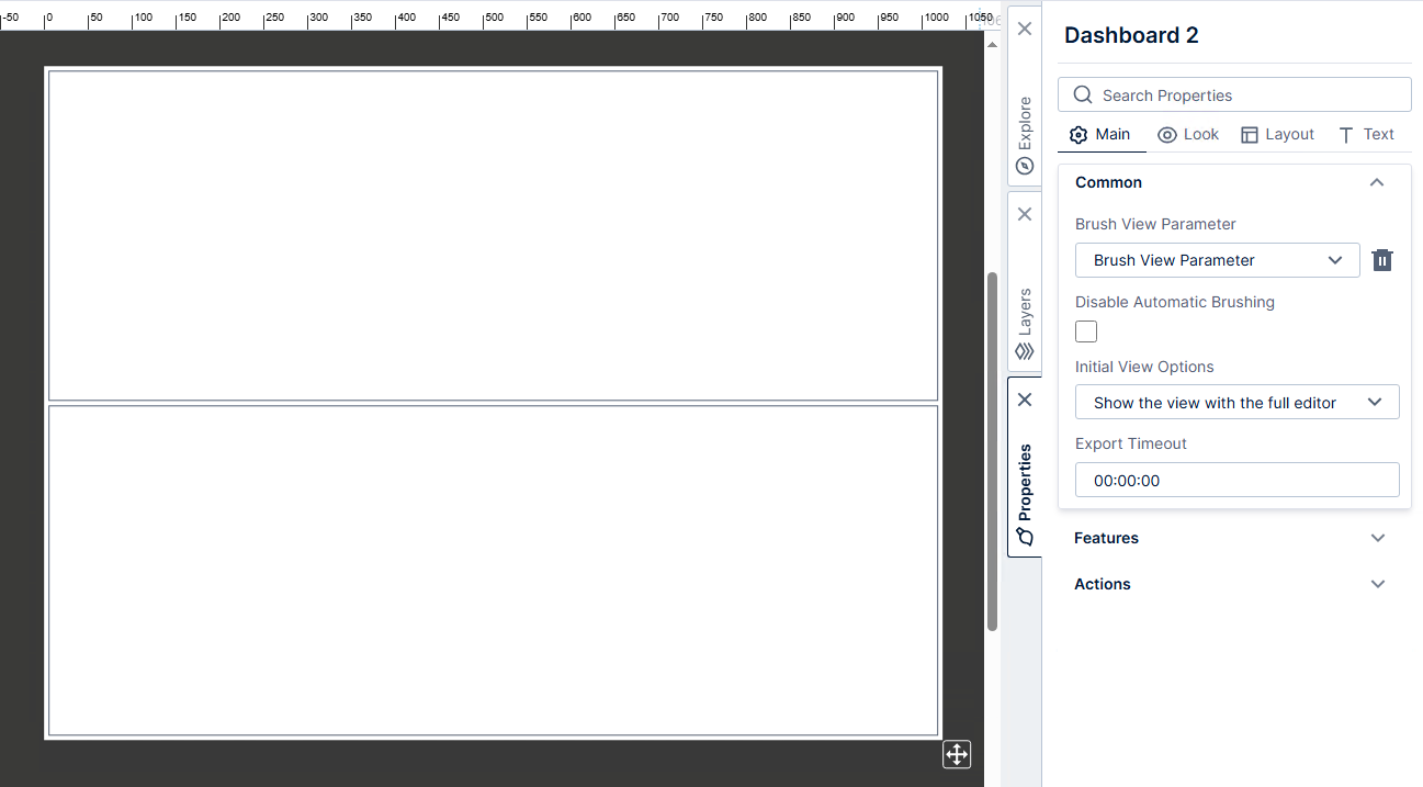 Dashboard with a 1x2 template grid 
