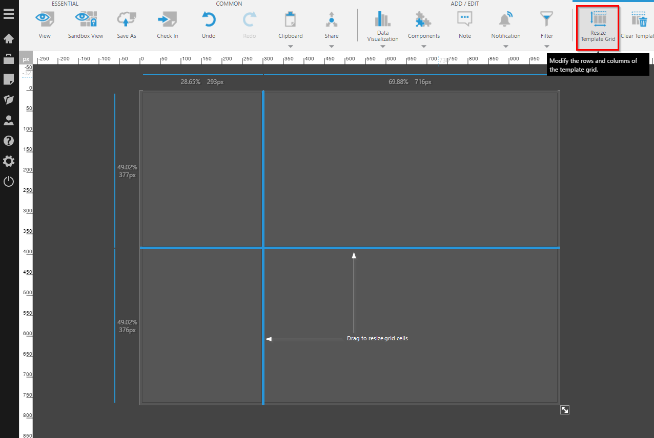 Resizing the template grid 