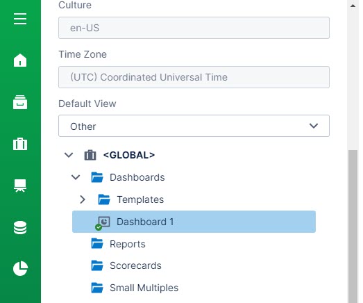 Setting the default view to a specific dashboard