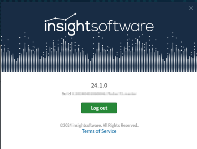 view your software version here, log out of your software, or select the link to read the terms of service