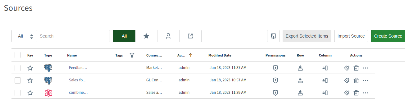 Use this work area to create, import, and edit data sources.